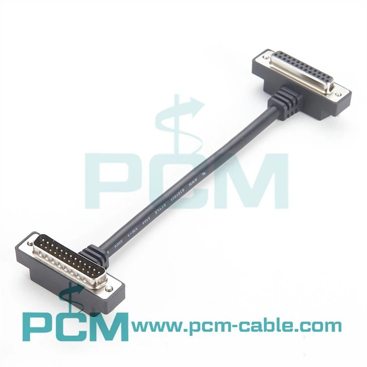up angle down angle panel-mount 25-pin cables Parallel DB25 Panel-Mount Extension cable