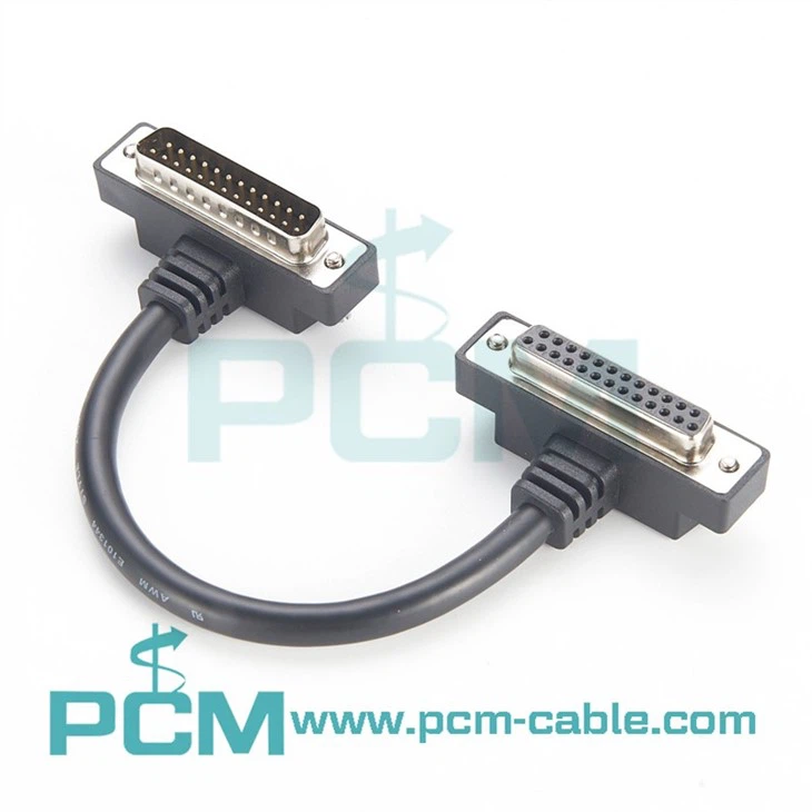 90 degree angled db25 male to db25 female cable