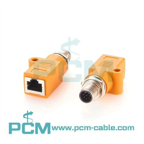 Adaptor de montare pe panoul frontal M12 IP67 A cod masculin la RJ45