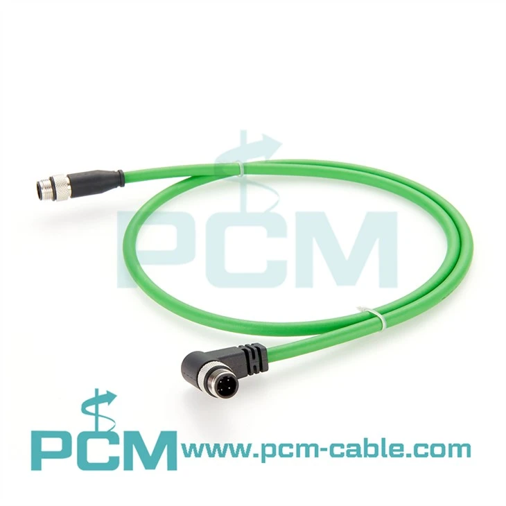 Cablu Cat5E ProfiNet Ethercat D-Code M12 la M12 în unghi drept